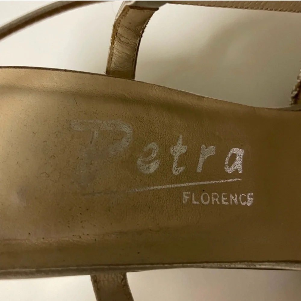 PETRA Italian Slingback Silver Woven Semi Pump Heel size 6.5
